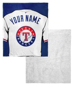 [Personalization Only] OFFICIAL MLB Jersey Personalized Silk Touch Sherpa Throw Blanket - Rangers