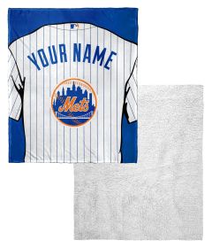 [Personalization Only] OFFICIAL MLB Jersey Personalized Silk Touch Sherpa Throw Blanket - Mets