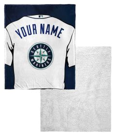 [Personalization Only] OFFICIAL MLB Jersey Personalized Silk Touch Sherpa Throw Blanket - Mariners