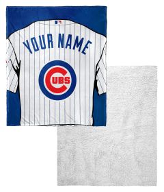 [Personalization Only] OFFICIAL MLB Jersey Personalized Silk Touch Sherpa Throw Blanket - Cubs