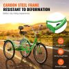 VEVOR Adult Tricycles Bike, 24 Inch Three-Wheeled Bicycles, 3 Wheel Bikes Trikes, Carbon Steel Cruiser Bike with Basket & Adjustable Seat