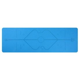 Non Slip TPE Yoga Mat Position Line Beginner (Option: Lake blue)