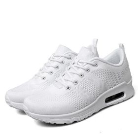 Mesh Lace Up Sneakers (Color: White, size: 5)