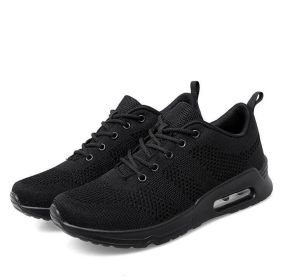 Mesh Lace Up Sneakers (Color: Black, size: 10)
