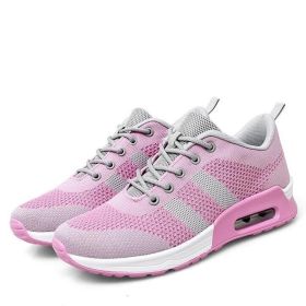Mesh Lace Up Sneakers (Color: Pink, size: 6)