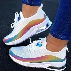 Rainbow Breathable Sneakers, Sizes 5-11 (Color: White, size: 8)