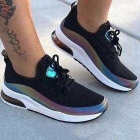 Rainbow Breathable Sneakers, Sizes 5-11 (Color: Black, size: 10)