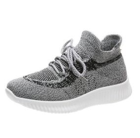Mesh Knitted Flat Slip On Sneakers (Color: Gray, size: 8)