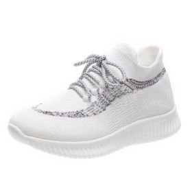 Mesh Knitted Flat Slip On Sneakers (Color: White, size: 9)