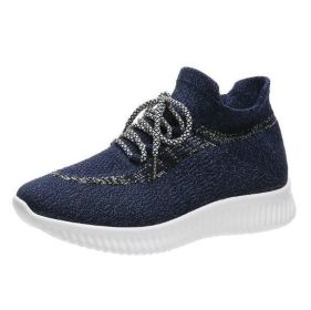 Mesh Knitted Flat Slip On Sneakers (Color: Blue, size: 9)