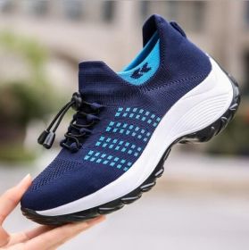 Women Walking Shoes Sock Sneakers (Color: Navy, size: US-9)