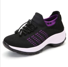 Women Walking Shoes Sock Sneakers (Color: Purple, size: US-7)