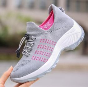 Women Walking Shoes Sock Sneakers (Color: Gray, size: US-8)