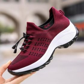 Women Walking Shoes Sock Sneakers (Color: Red, size: US-8.5)