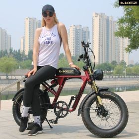 AKEZ S2 750W 48V 20 Inch Flat Tire Electirc Bicycle (Color: Red, battery: 26AH)