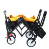 folding wagon Collapsible Outdoor Utility Wagon, Heavy Duty Folding Garden Portable Hand Cart, Drink Holder, Adjustable Handles