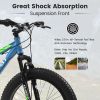 24 Inch Fat Tire Bike Adult/Youth Full Shimano 7 Speeds Mountain Bike, Dual Disc Brake, High-Carbon Steel Frame, Front Suspension, Mountain Trail Bike